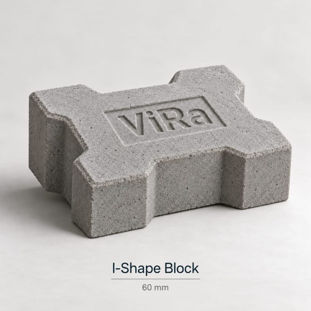 60mm I-Shape Interlocking Paver Blocks (Standard Grade)